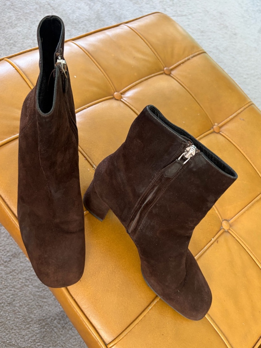 PRADA Women's Dark Brown Suede Ankle Boots with Side Zip